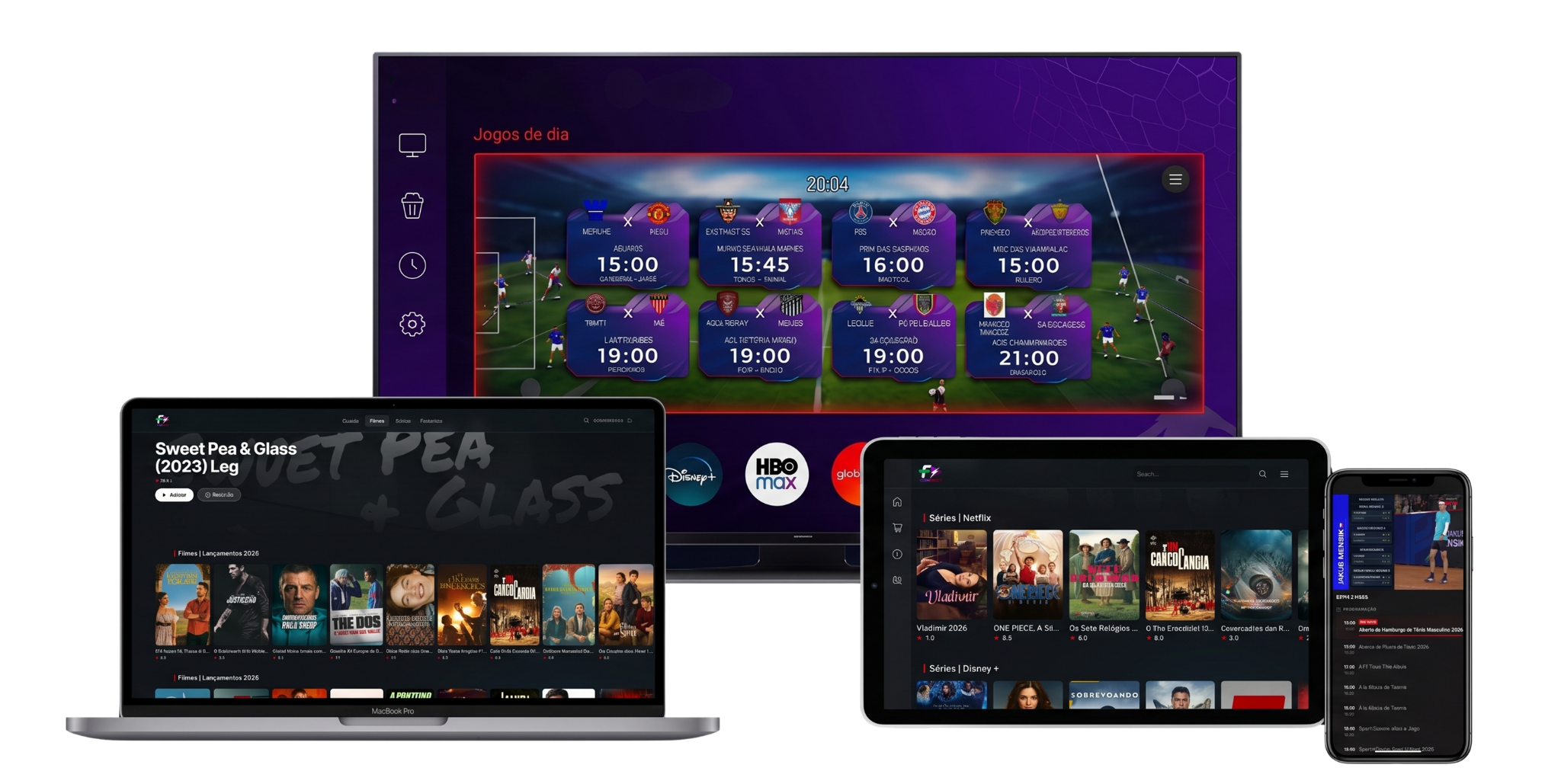 Plataformas e aplicativos suportados pela Flui Streaming